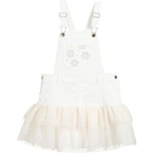 Nwt Mayoral white denim overall skirt sparkly bottom size 6 (F13)